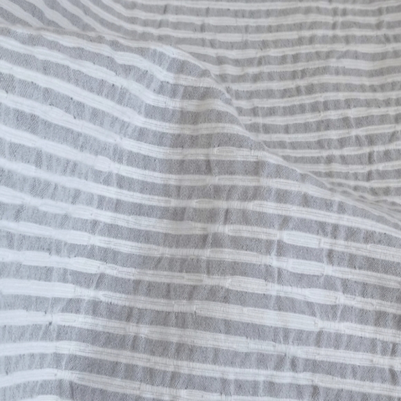 INUP Home Portugal Farmhouse Grey White Puckered Striped King Pillow Sham Set - Picture 14 of 15